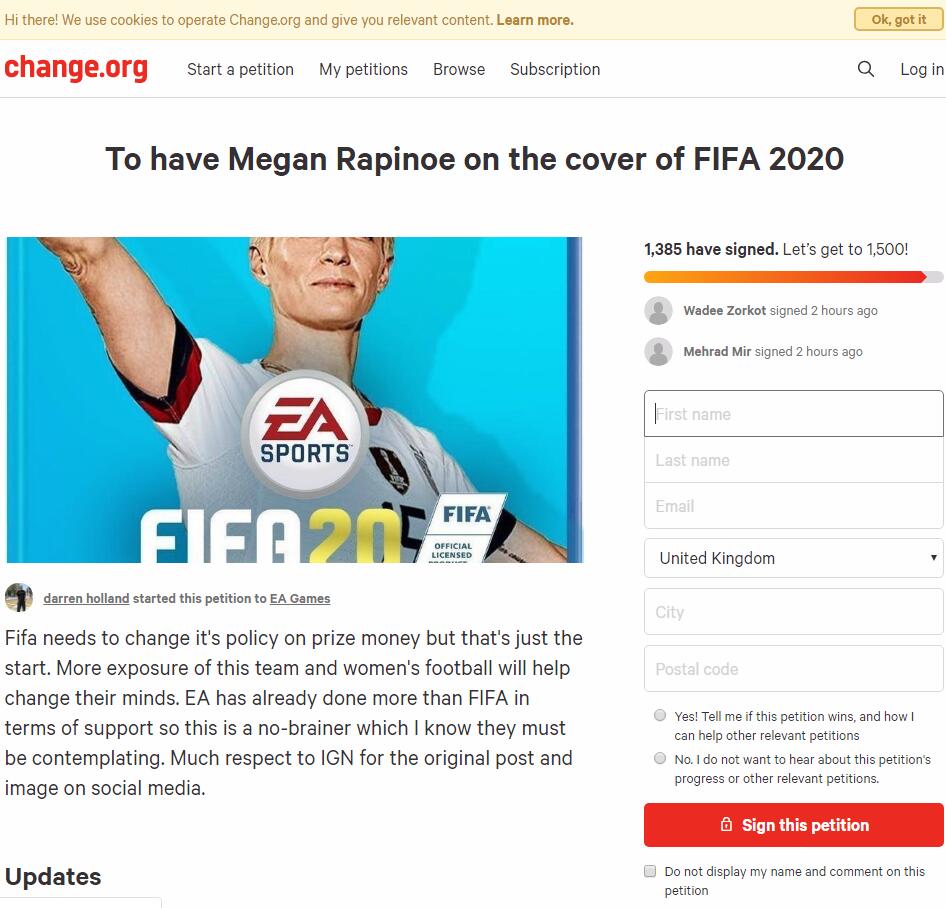 粉絲發起請願：美國女足明星功臣登《FIFA20》封面